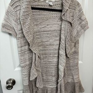 Beige open cardigan with ruffles sweater size XL Style & Co.